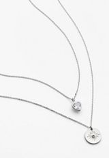 Silver Starburst And Heart Pendant Layered Necklace, SILVER, small