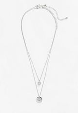 Silver Starburst And Heart Pendant Layered Necklace, SILVER, small