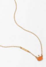 Gold Dainty Pumpkin Necklace, ORANGE, small
