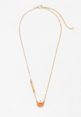 Gold Dainty Pumpkin Necklace, ORANGE, small