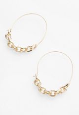 Gold Chain Hoop Earrings, GOLD, small