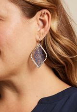 Silver And Navy Filigree Drop Earrings, C180, small
