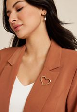 Gold Open Heart Brooch, C605, small