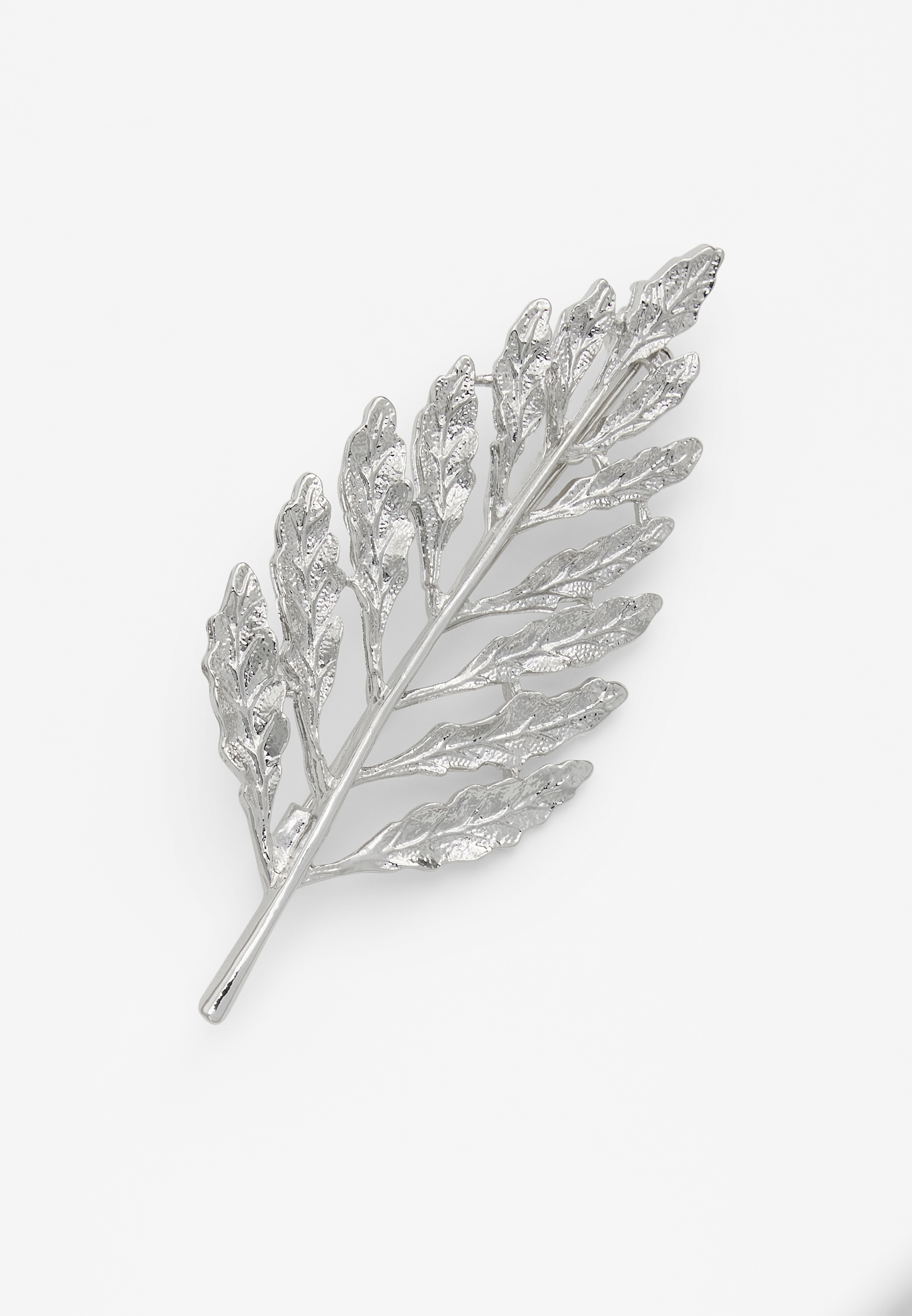 Silver Hammered Leaf Brooch