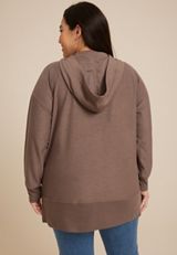 Plus Size Corded Ribbed Hoodie, C6002, small