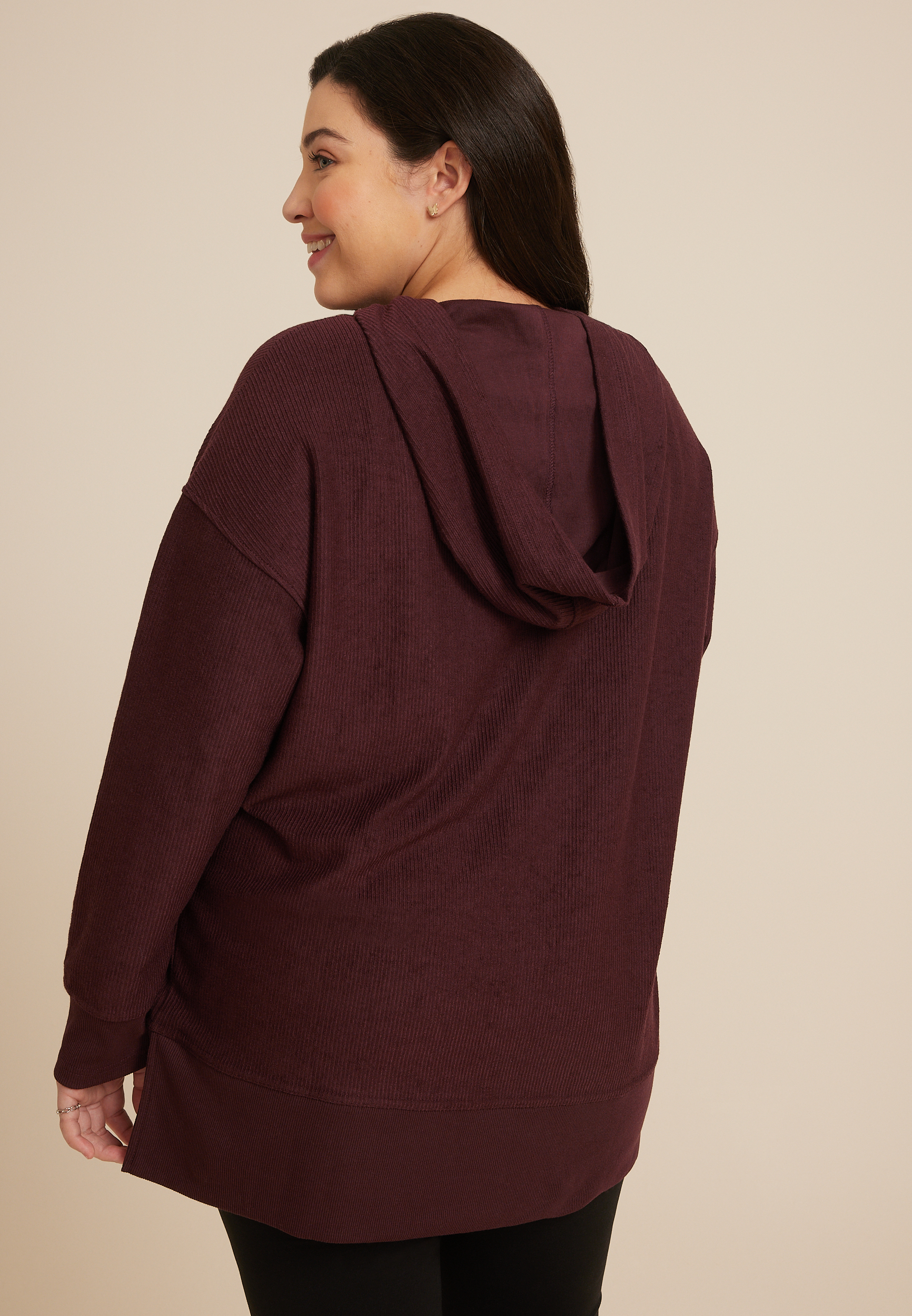 Plus Corded Ribbed Hoodie