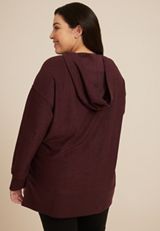 Plus Size Corded Ribbed Hoodie, BROWN RUM, small