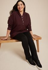 Plus Size Corded Ribbed Hoodie, BROWN RUM, small