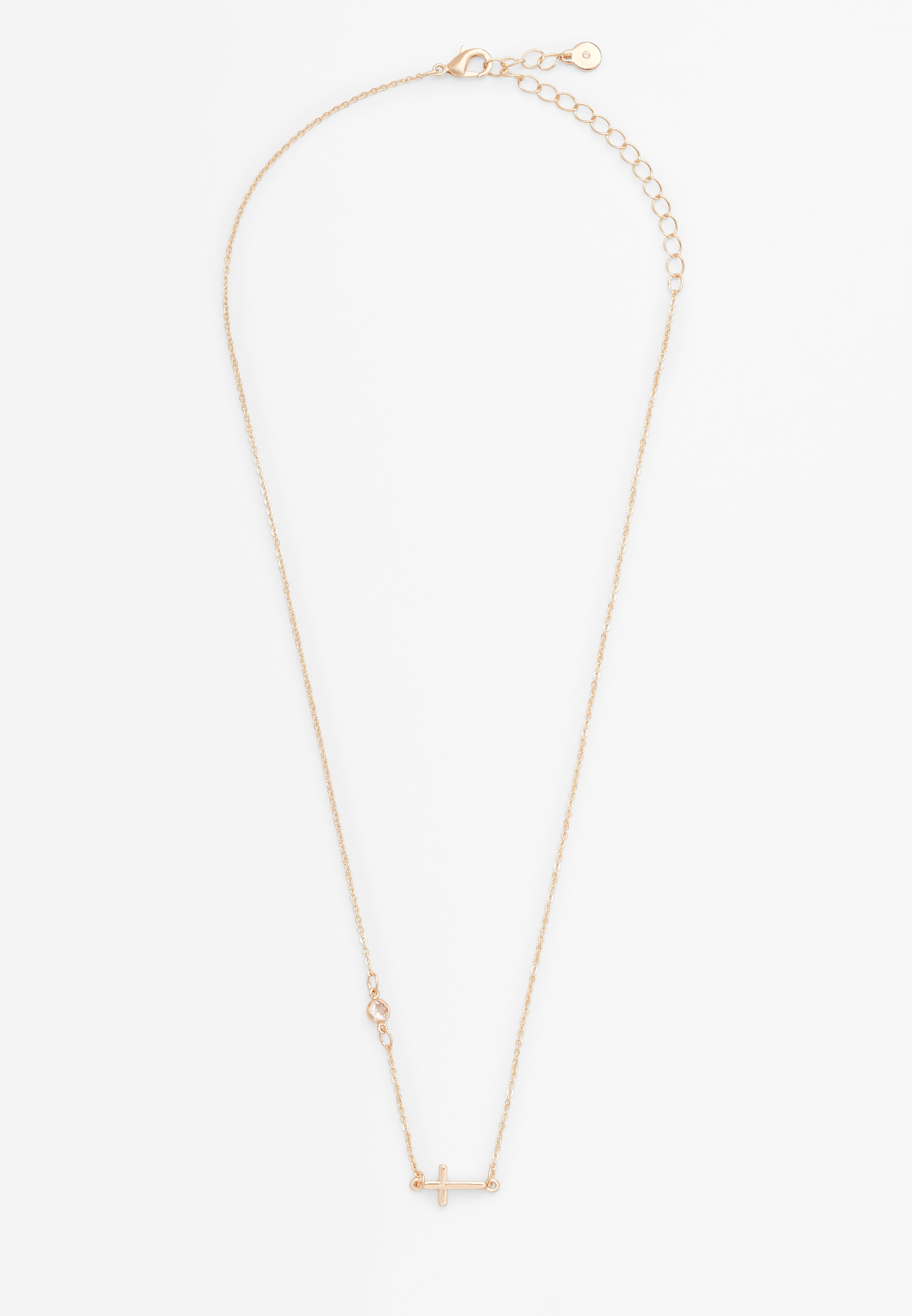 Silver Horizontal Cross Necklace, C7386, large