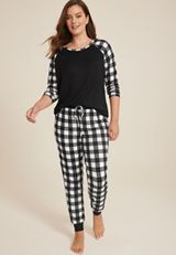 Raglan Long Sleeve Tee And Jogger Pajama Set, C5960, small