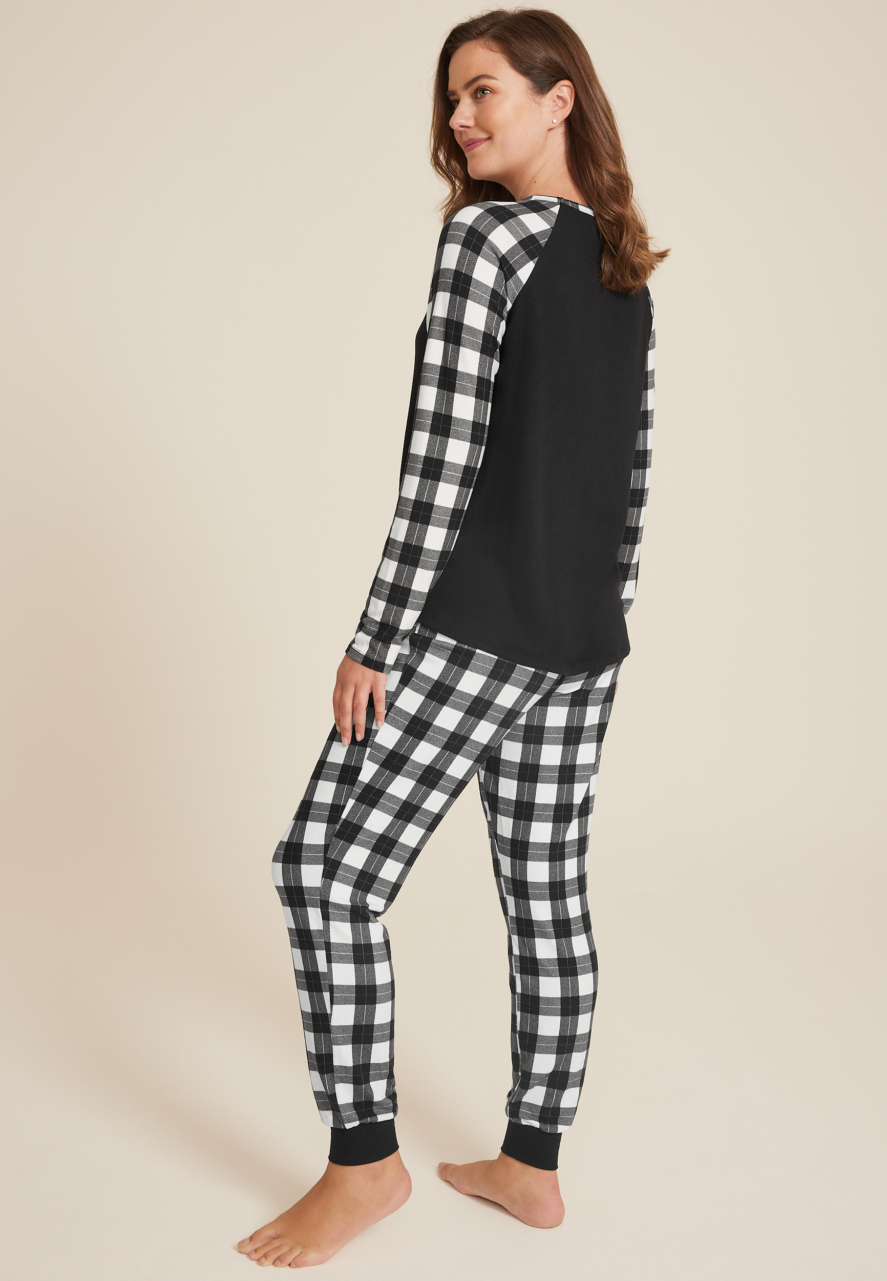 Raglan Long Sleeve Tee And Jogger Pajama Set, C5960, large