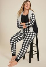 Plus Size Raglan Long Sleeve Tee And Jogger Pajama Set, C5960, small