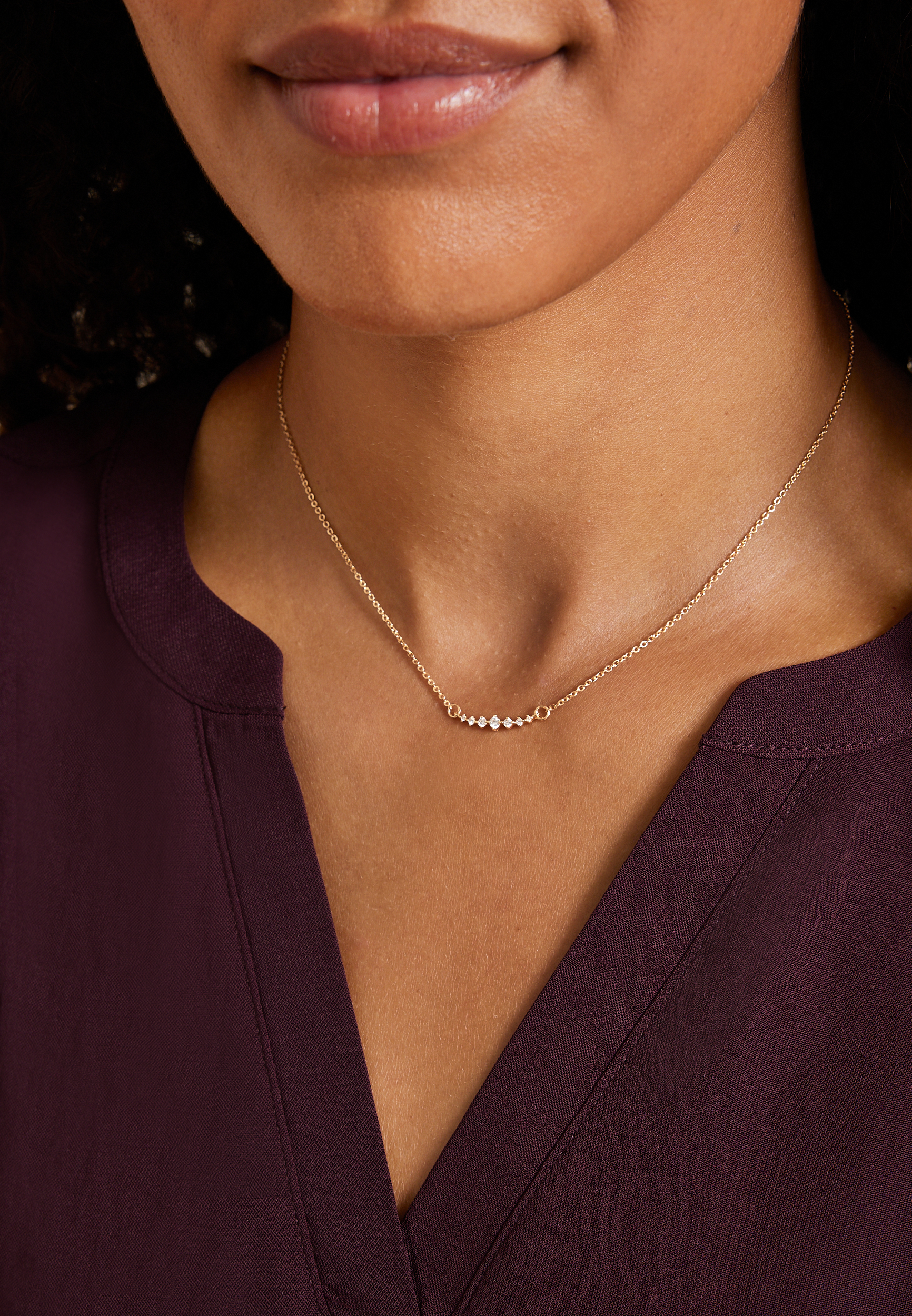 Gold Dainty Crystal Necklace, GOLD, large
