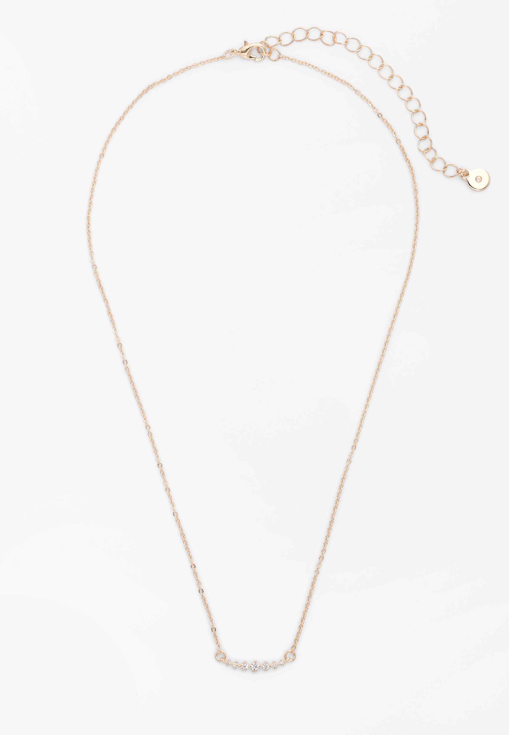 Gold Dainty Crystal Necklace, GOLD, large
