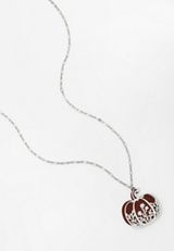 Silver Overlay Pumpkin Pendant Necklace, C115, small