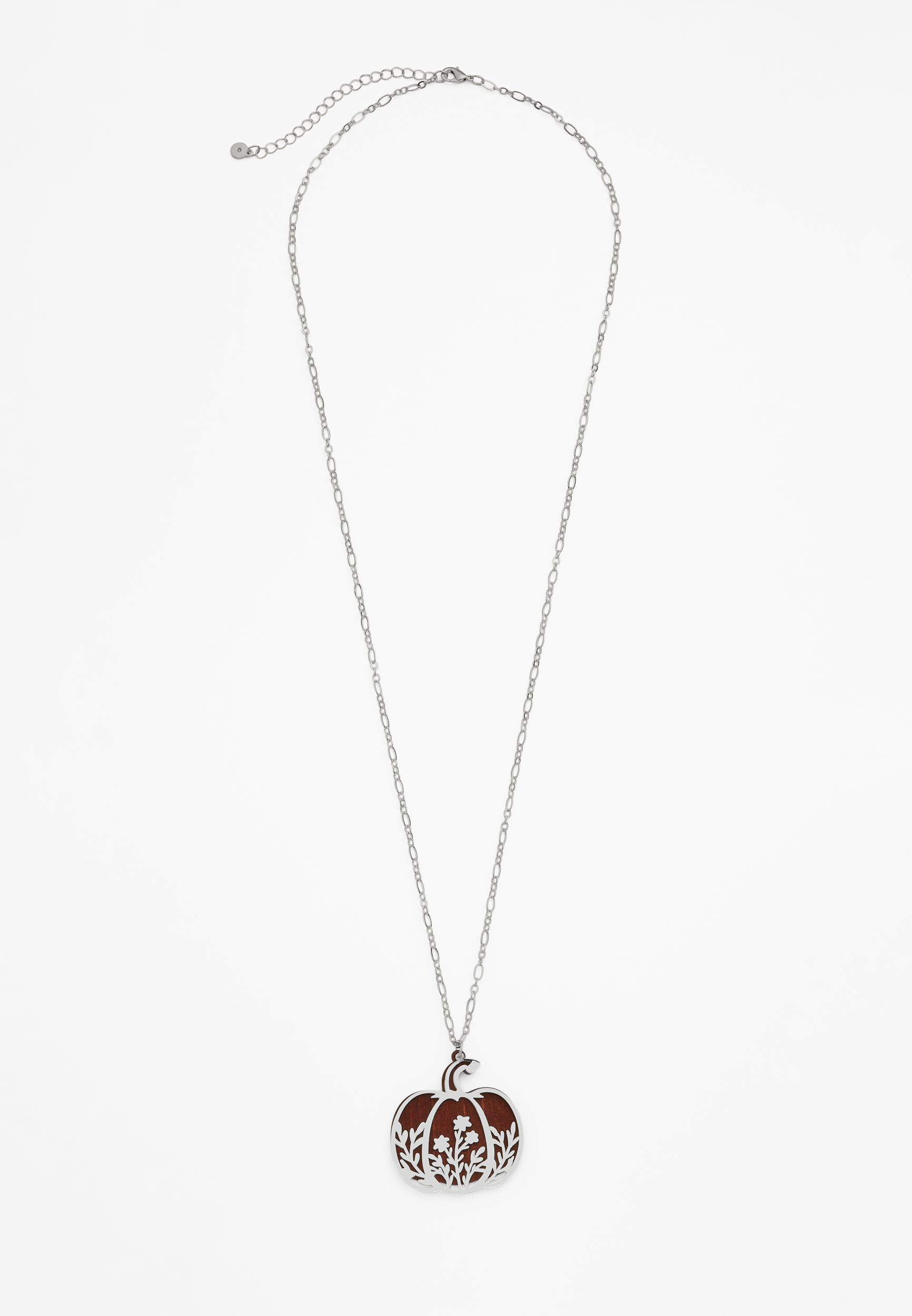 Silver Overlay Pumpkin Pendant Necklace, C115, large