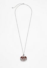 Silver Overlay Pumpkin Pendant Necklace, C115, small