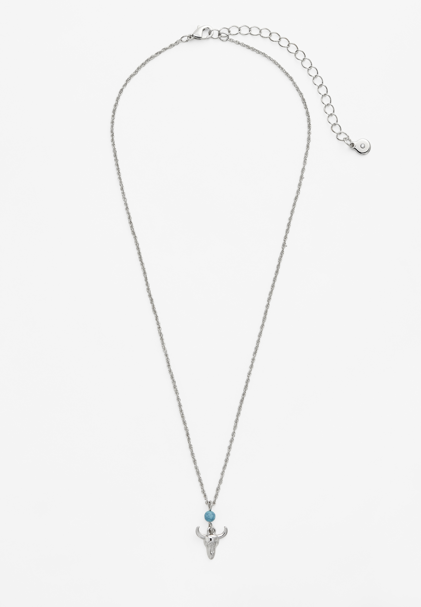 Silver Western Bull Necklace, C104, large