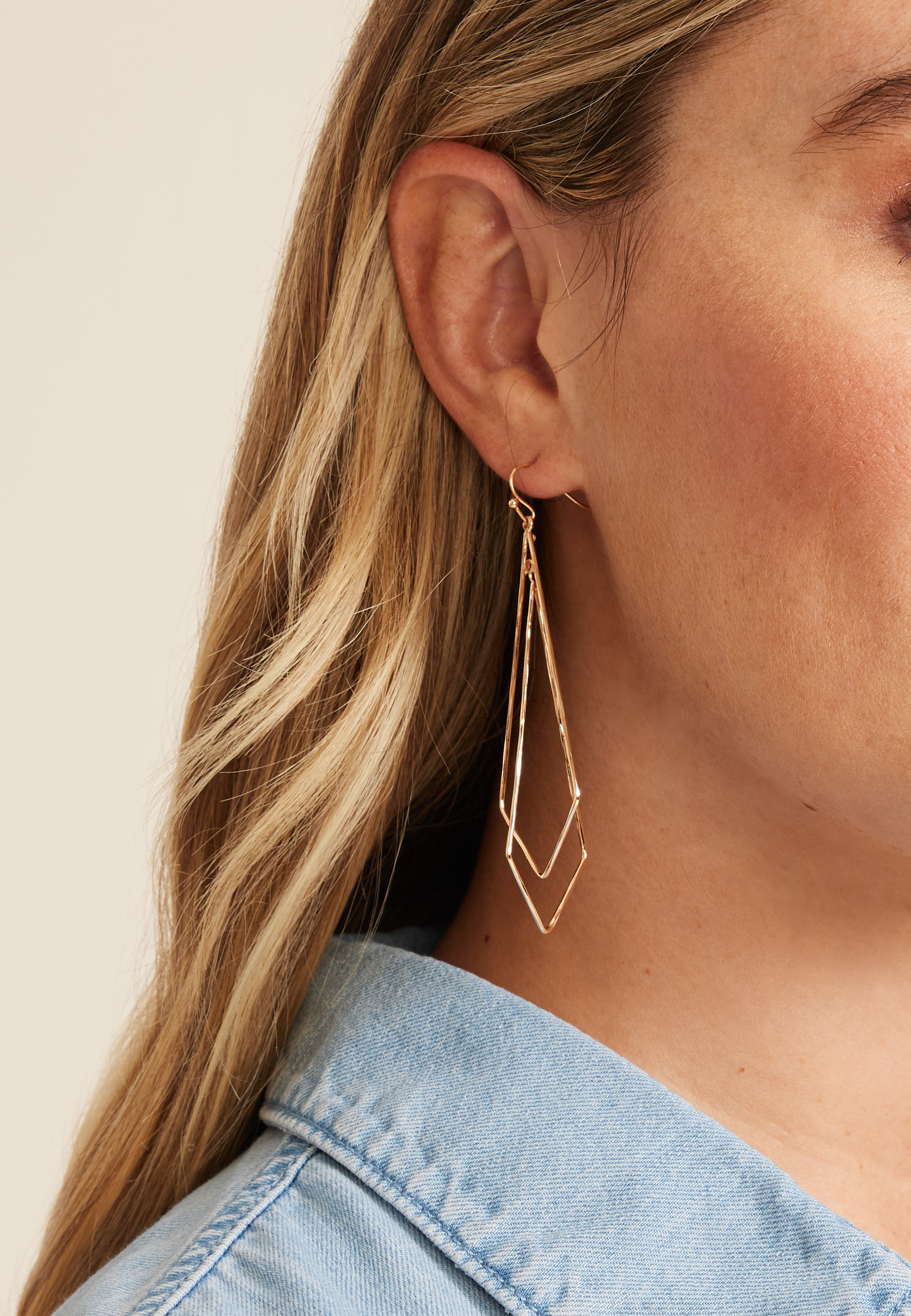 Rose Gold Drop Earrings, ROSE GOLD, large