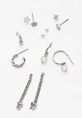 6 Pack Silver Butterfly Linear Earring Set, C431, small