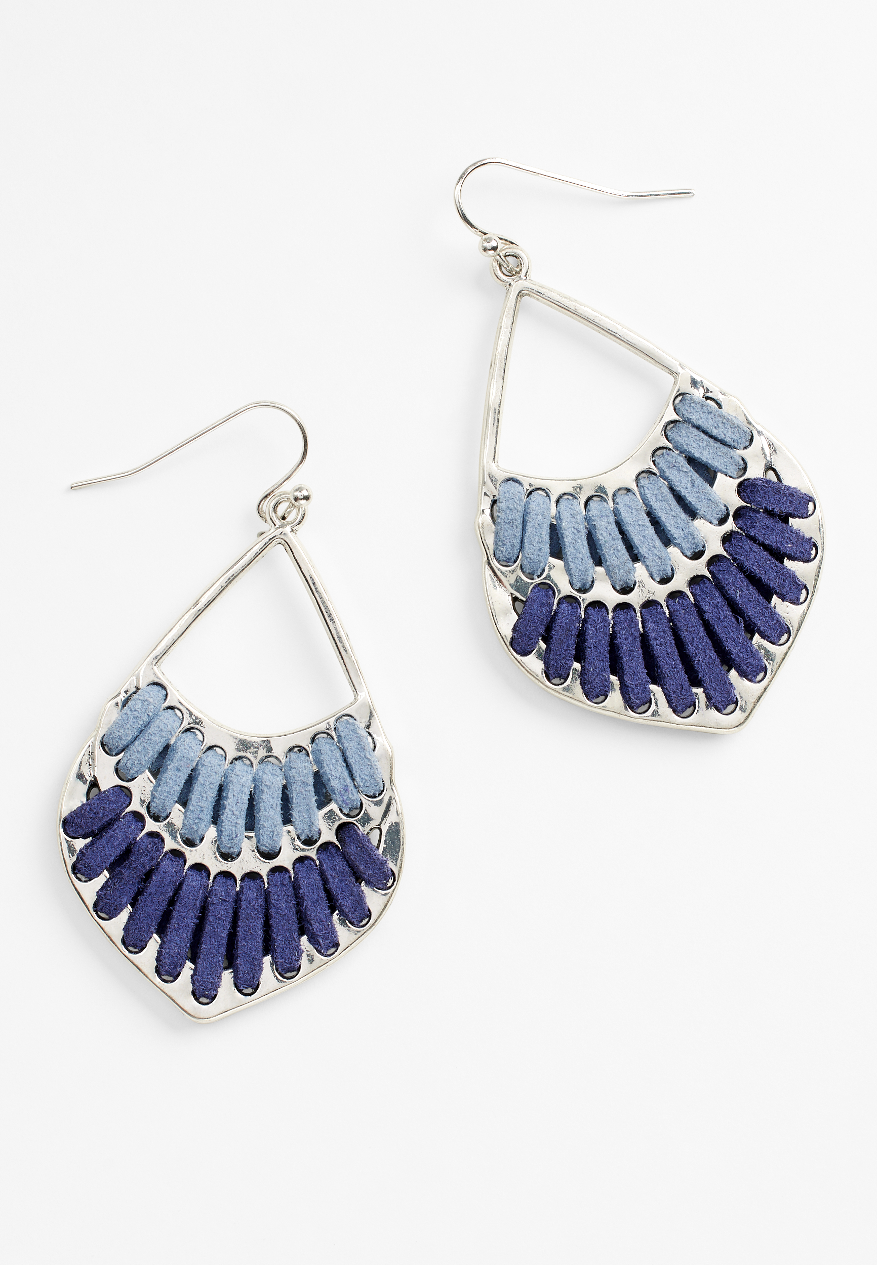 Silver And Blue Corded Drop Earrings