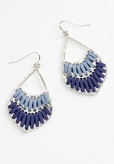 Silver And Blue Corded Drop Earrings, BLUE, small