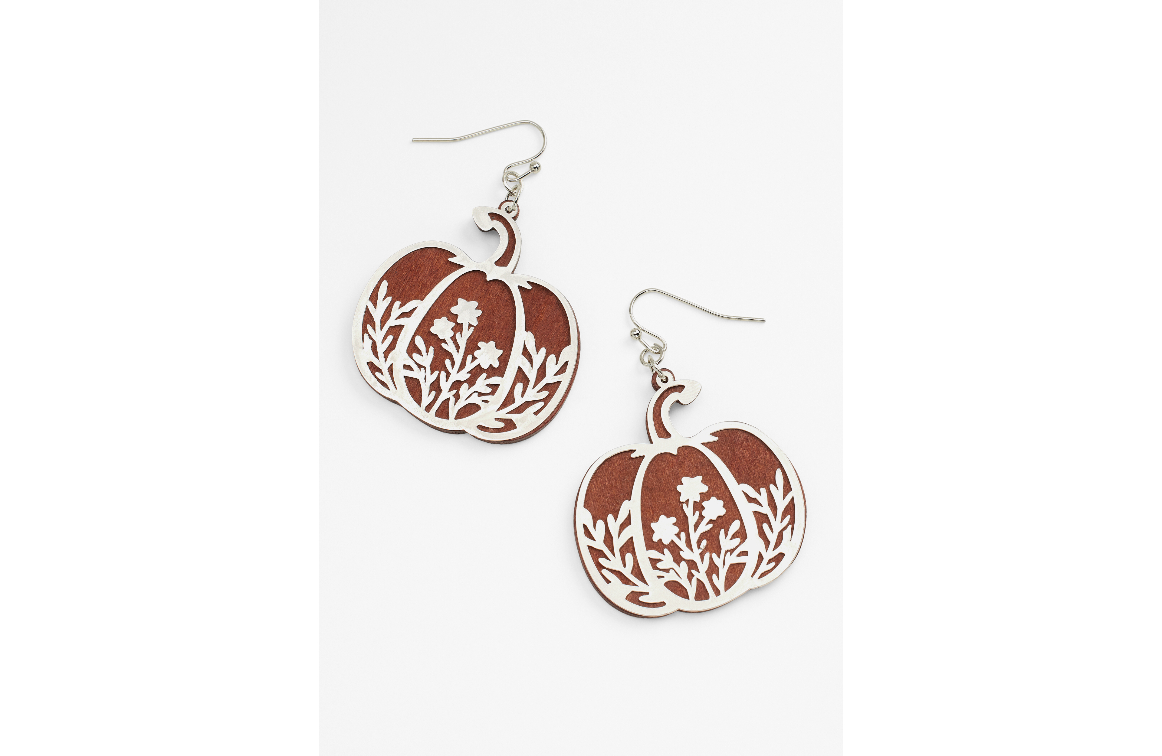 Silver Overlay Pumpkin Drop Earrings