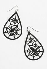 Black Spiderweb Drop Earrings, C106, small