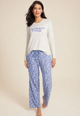 Always Cold Graphic Tee And Wide Leg Pajama Set, C9811, small