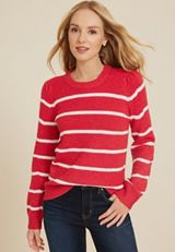 Cabled Dells Puff Sleeve Sweater, C9759, small