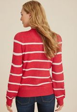 Cabled Dells Puff Sleeve Sweater, C9759, small