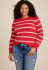 Plus Size Cabled Dells Puff Sleeve Sweater, C9759, small
