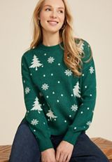Winter Trees Knit Sweater, C3409, small