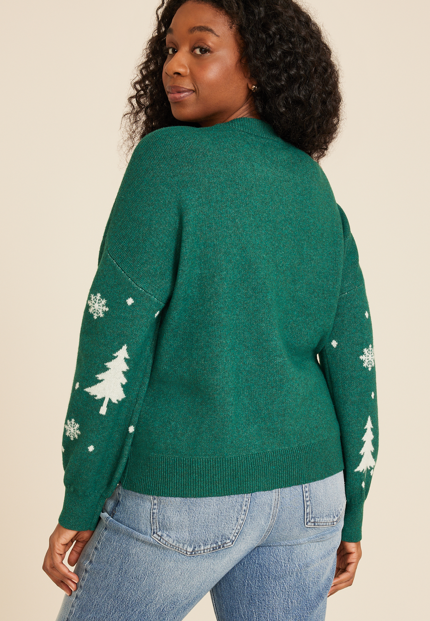 Plus Size Winter Trees Knit Sweater, C3409, large