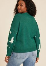 Plus Size Winter Trees Knit Sweater, C3409, small