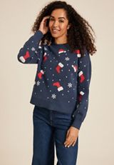 Christmas Stockings Crew Neck Sweater, C1943, small