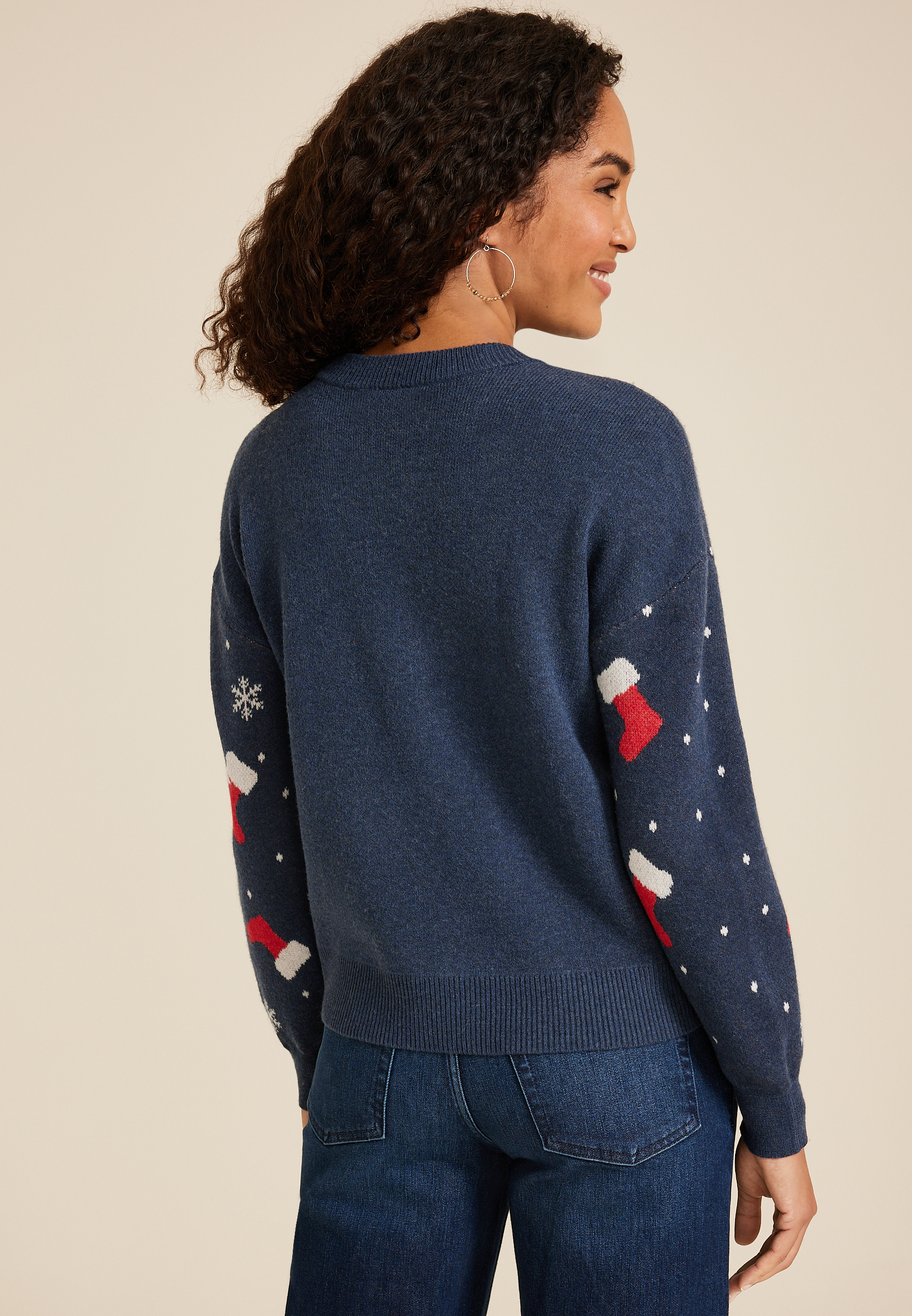 Christmas Stockings Crew Neck Sweater, C1943, large