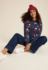 Christmas Stockings Crew Neck Sweater, C1943, small