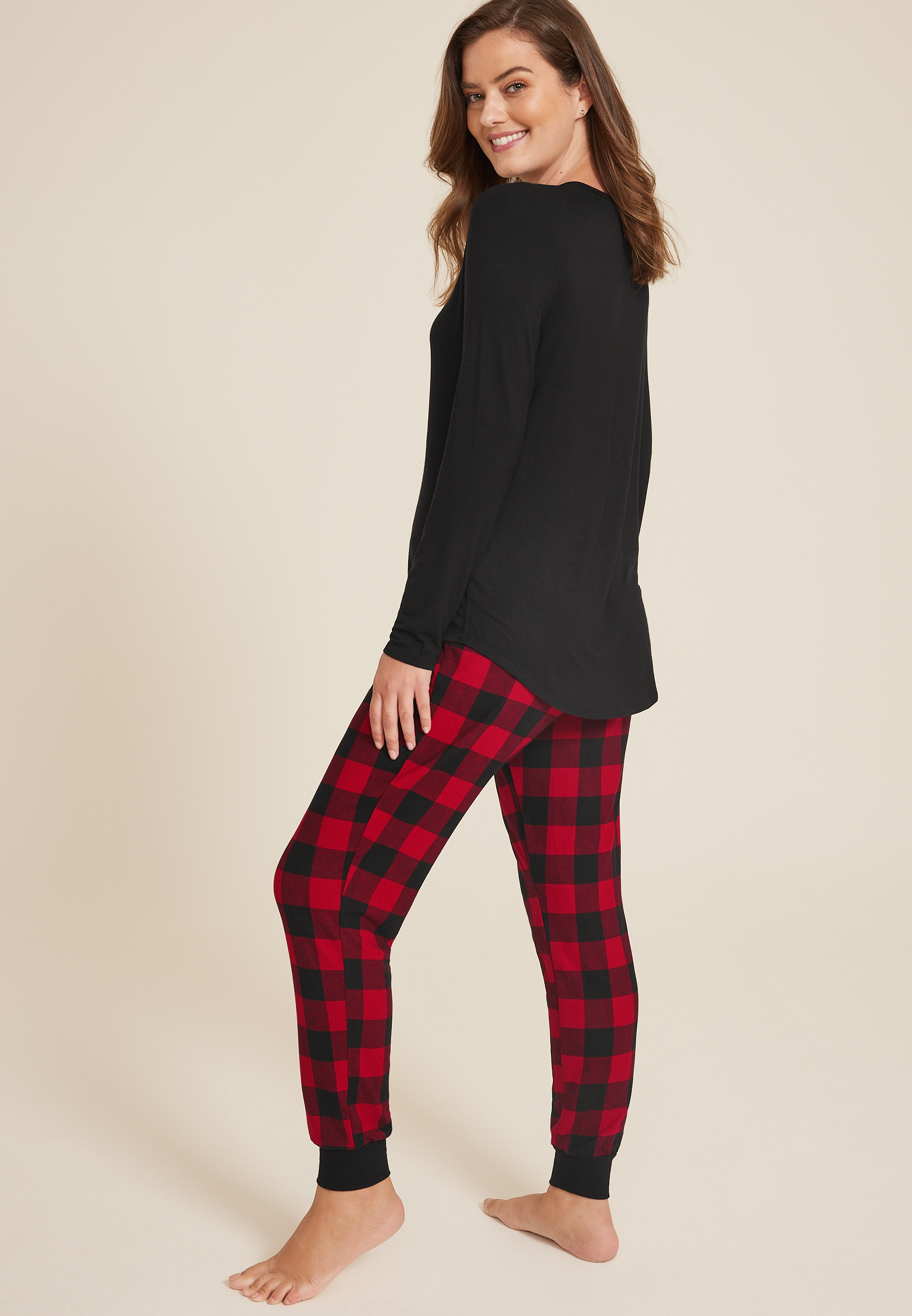 Dont Stop Believin Graphic Tee And Jogger Pajama Set, BLACK COMBO, large