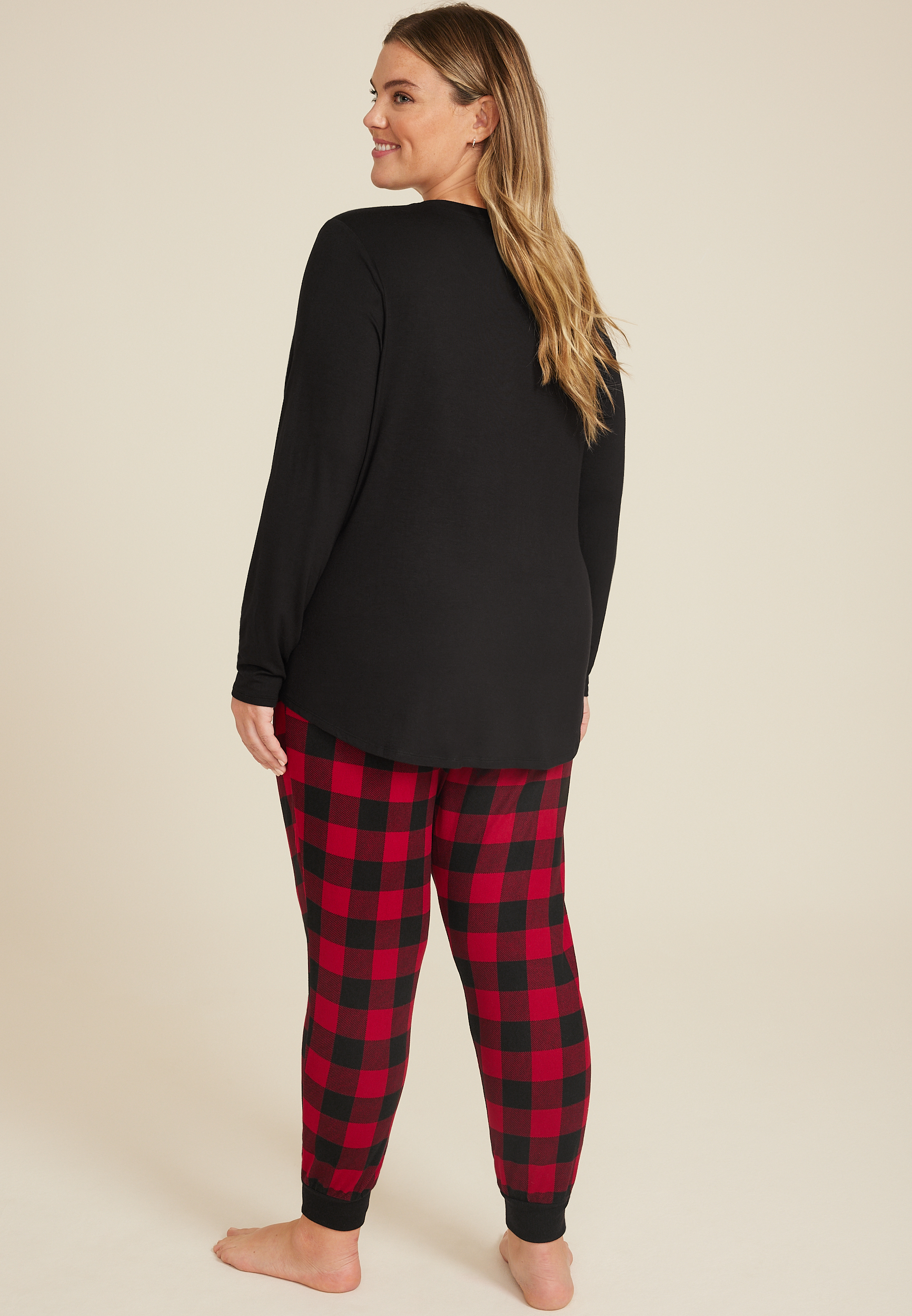 Plus Size Dont Stop Believin Graphic Tee And Jogger Pajama Set, C1756, large