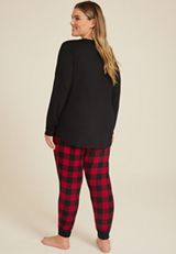 Plus Size Dont Stop Believin Graphic Tee And Jogger Pajama Set, C1756, small