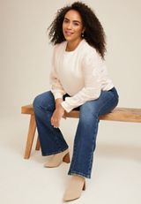 Plus Size Floral Embroidered Long Sleeve Top, C2789, small