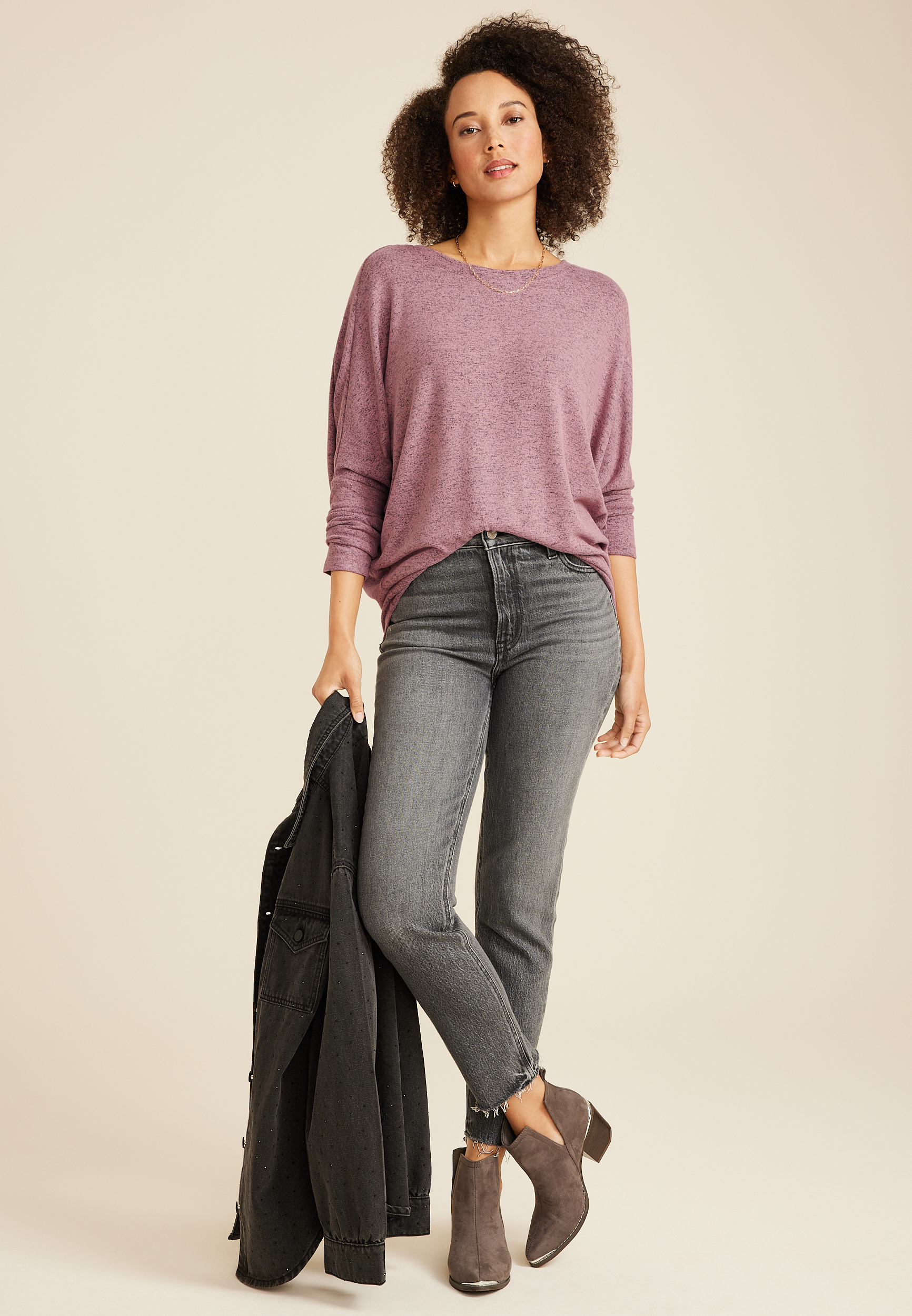 24/7 Dakota Long Sleeve Dolman Top, C7249, large