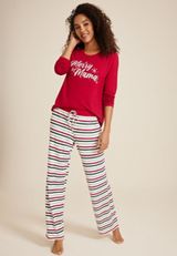Merry Mama Graphic Tee And Jogger Pajama Set, REBEL RED COMBO, small