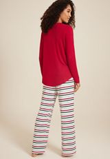 Merry Mama Graphic Tee And Jogger Pajama Set, REBEL RED COMBO, small