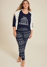 Plus Size Lets Hibernate Graphic Tee And Jogger Pajama Set, C1943, small