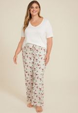 Plus Size Snoopy Hacci Wide Leg Pajama Pants, C6815, small