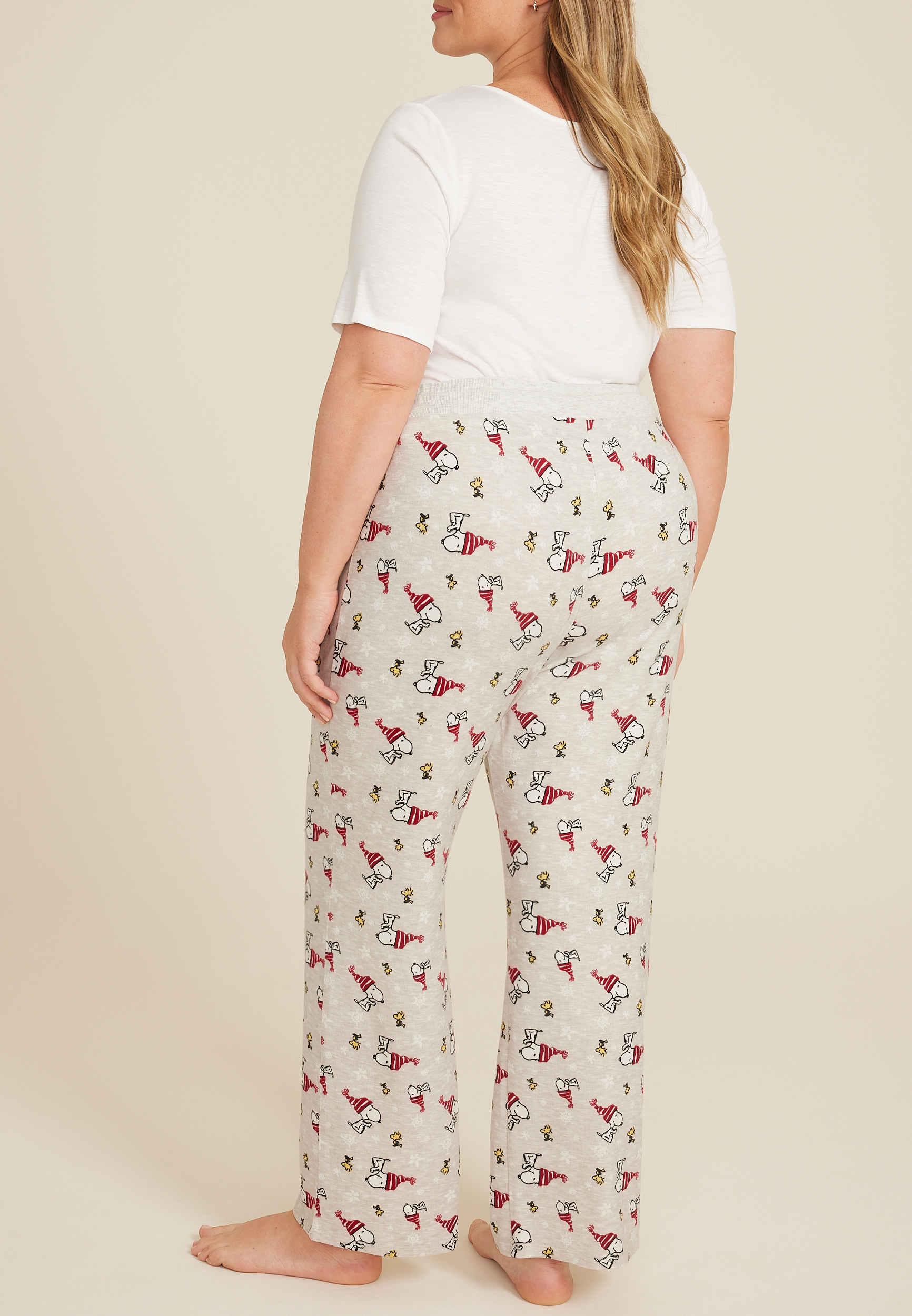 Plus Size Snoopy Hacci Wide Leg Pajama Pants, C6815, large