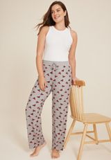 Holiday Red Car Hacci Wide Leg Pajama Pants, HEATHER GRAY COMBO, small