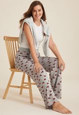 Holiday Red Car Hacci Wide Leg Pajama Pants, HEATHER GRAY COMBO, small